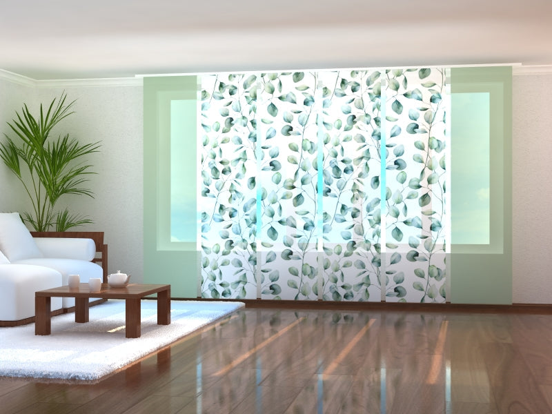 Paneles Japoneses Hojas Verdes Tiernas con Paneles Verdes