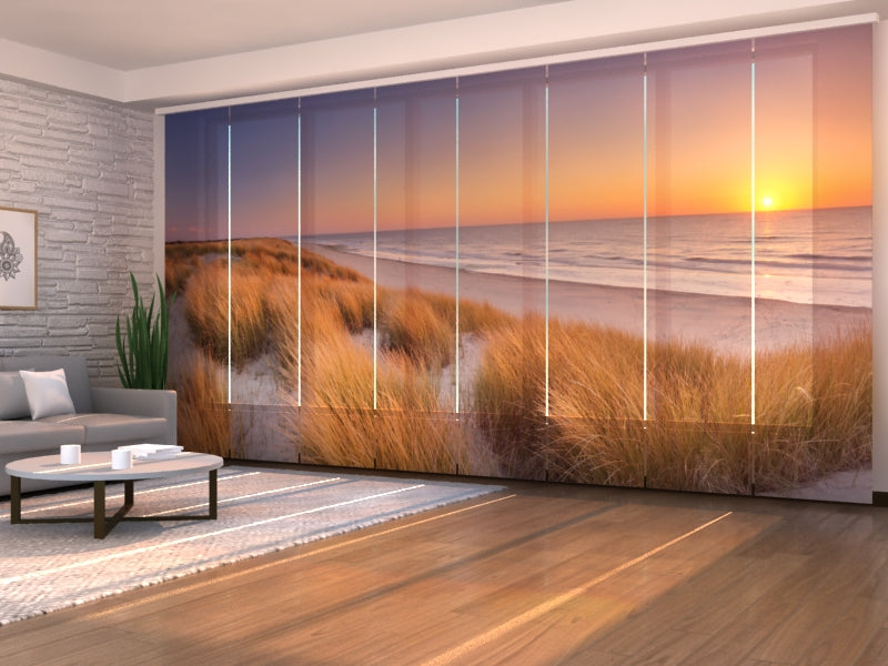 Paneles Japoneses Dunas y Playa al Atardecer en Holanda