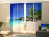 Set de 4 Paneles Japoneses con un Riel de 4 vías, Palmera en la Playa, Medidas: 60x245 cm