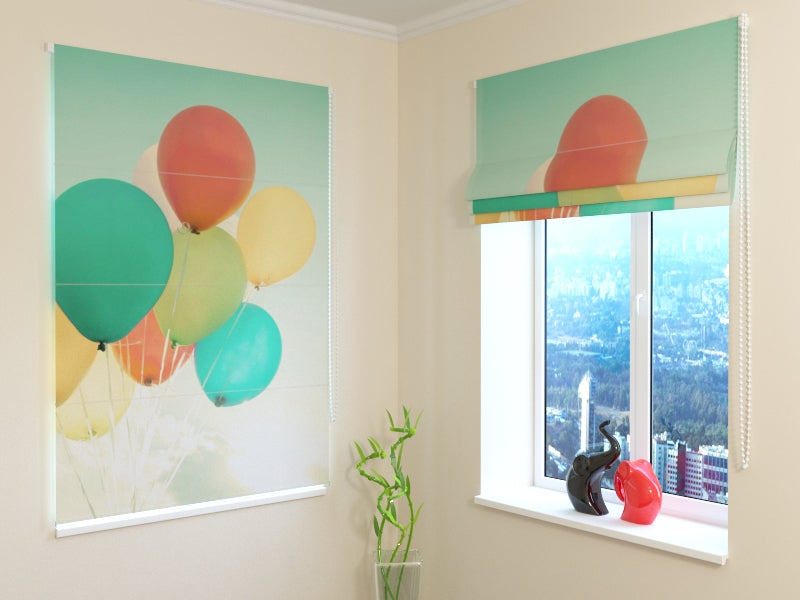Estores Plegables Globos de Colores en el Cielo