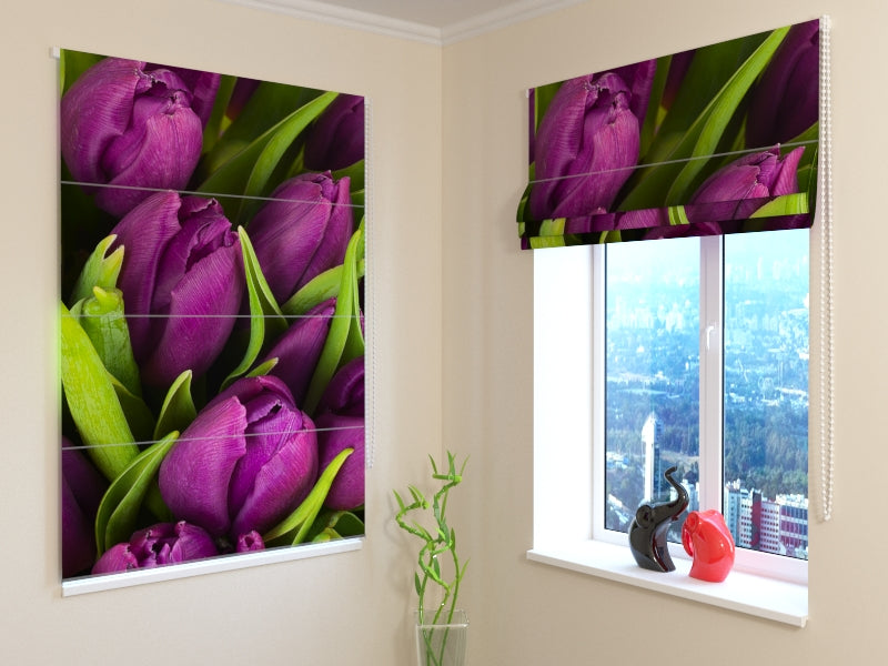 Estores Plegables Tulipanes Violetas