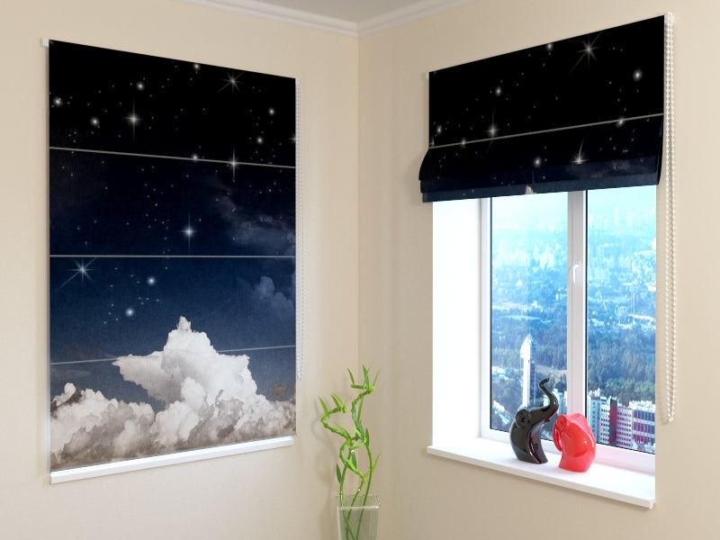 Estores Plegables Cielo de Fantasía Nocturna en Acuarela